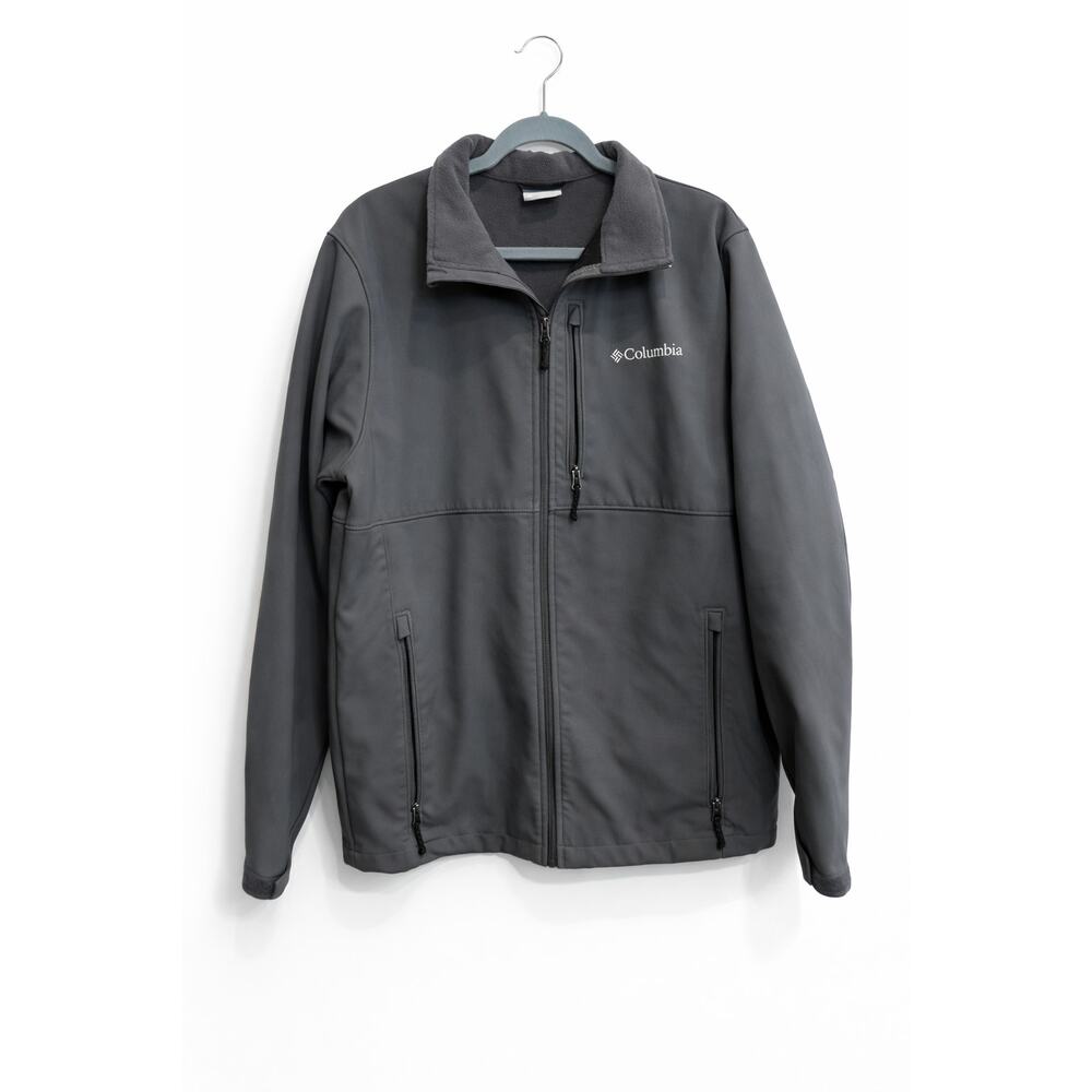 Columbia Mens Softshell Jacket Gray Full Zip Outdoor Coat Size Large